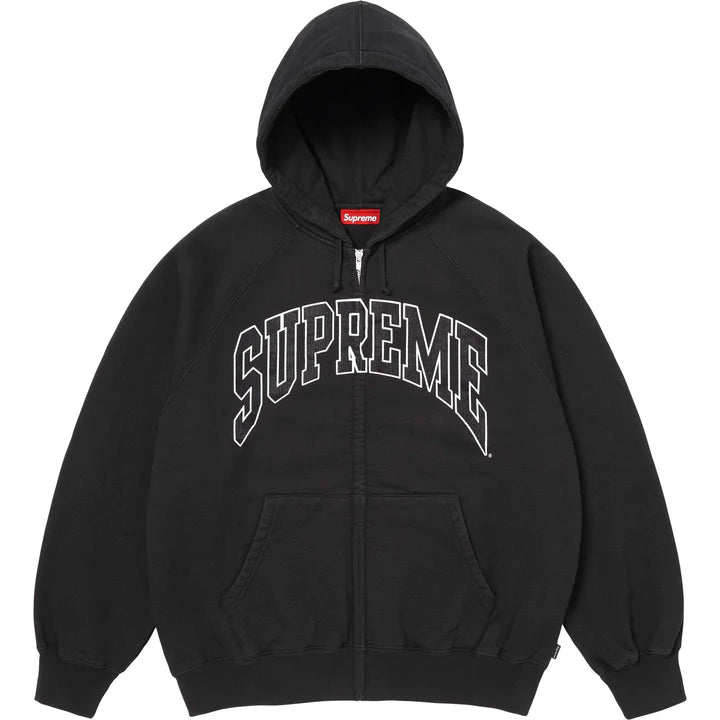 Supreme Cracked Raglan Zip Up Hooded Sweatshirt Black