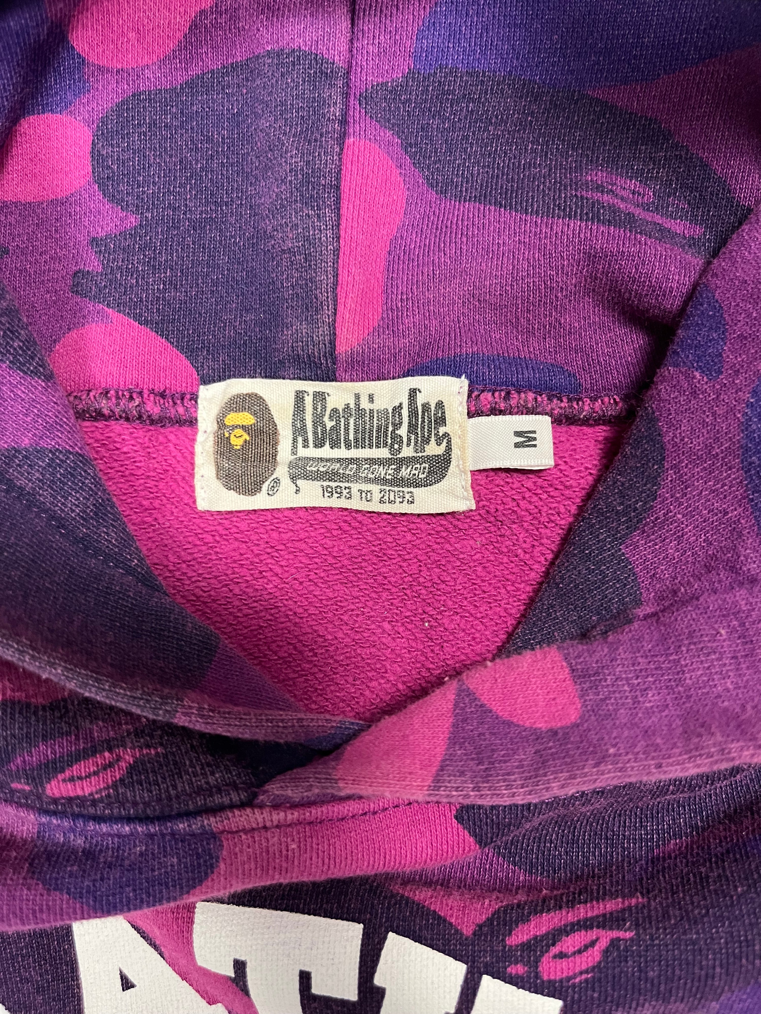 (PRE-OWNED) BAPE Colour Camo College Pullover Hoodie Purple/Pink