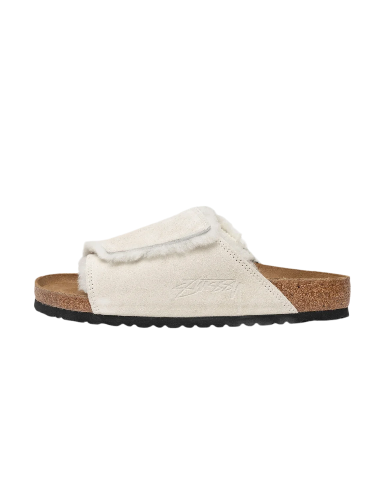 Birkenstock Solana Shearling Slide Stussy Bone