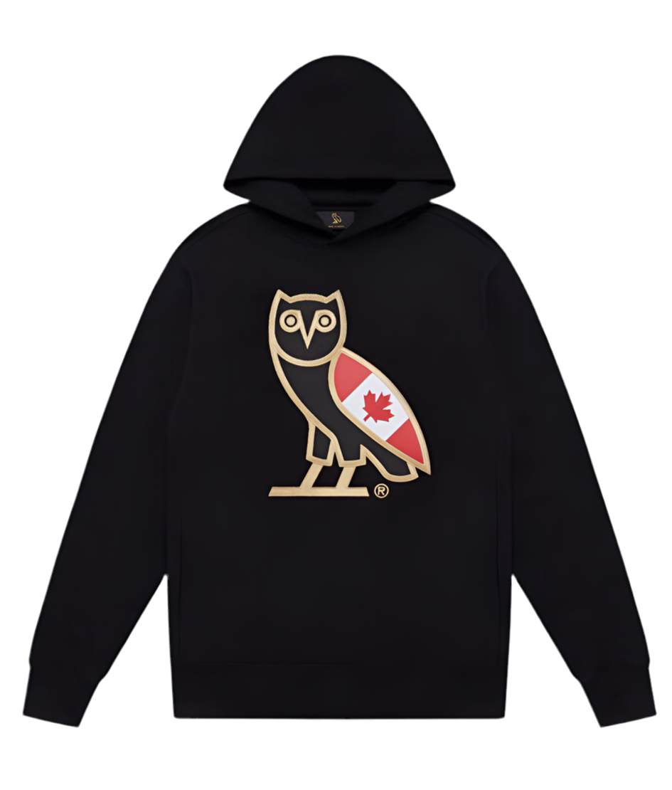 OVO OG Owl Canadian Flag Hoodie Black