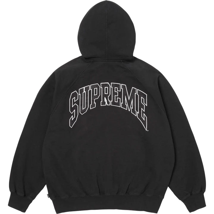 Supreme Cracked Raglan Zip Up Hooded Sweatshirt Black