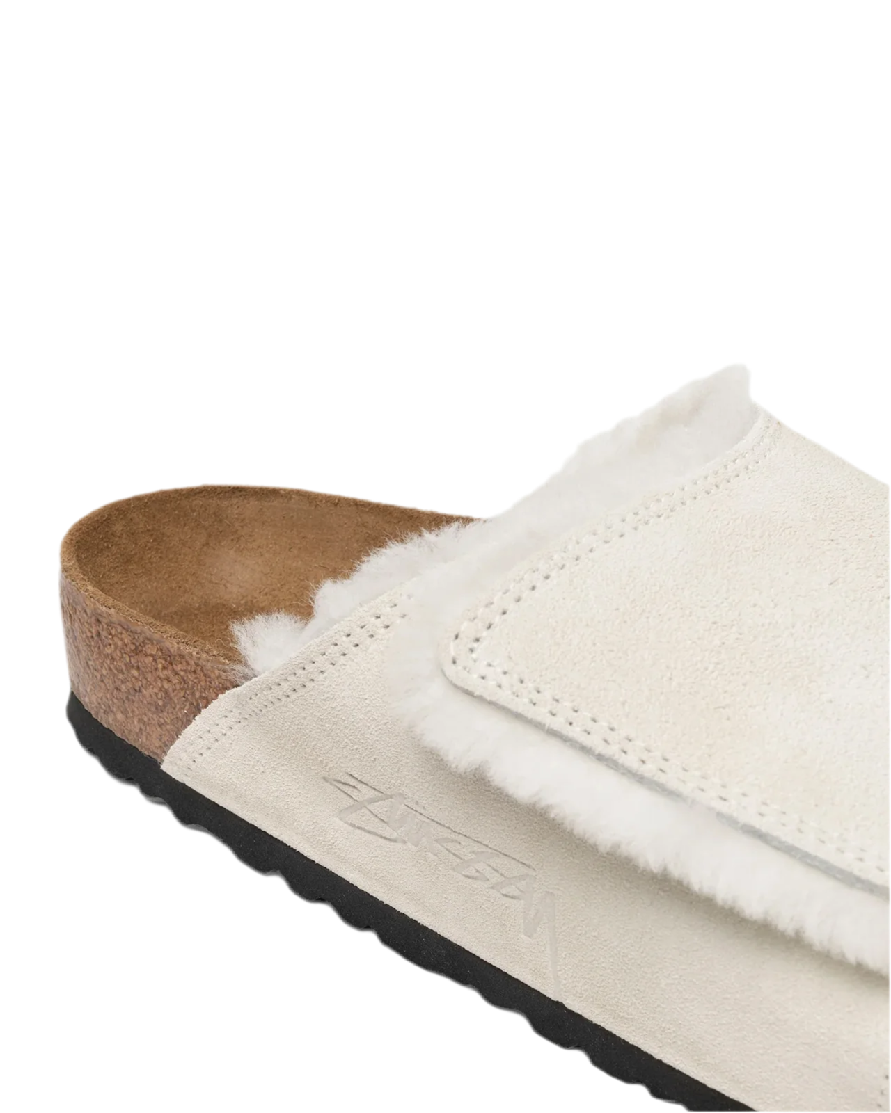 Birkenstock Solana Shearling Slide Stussy Bone