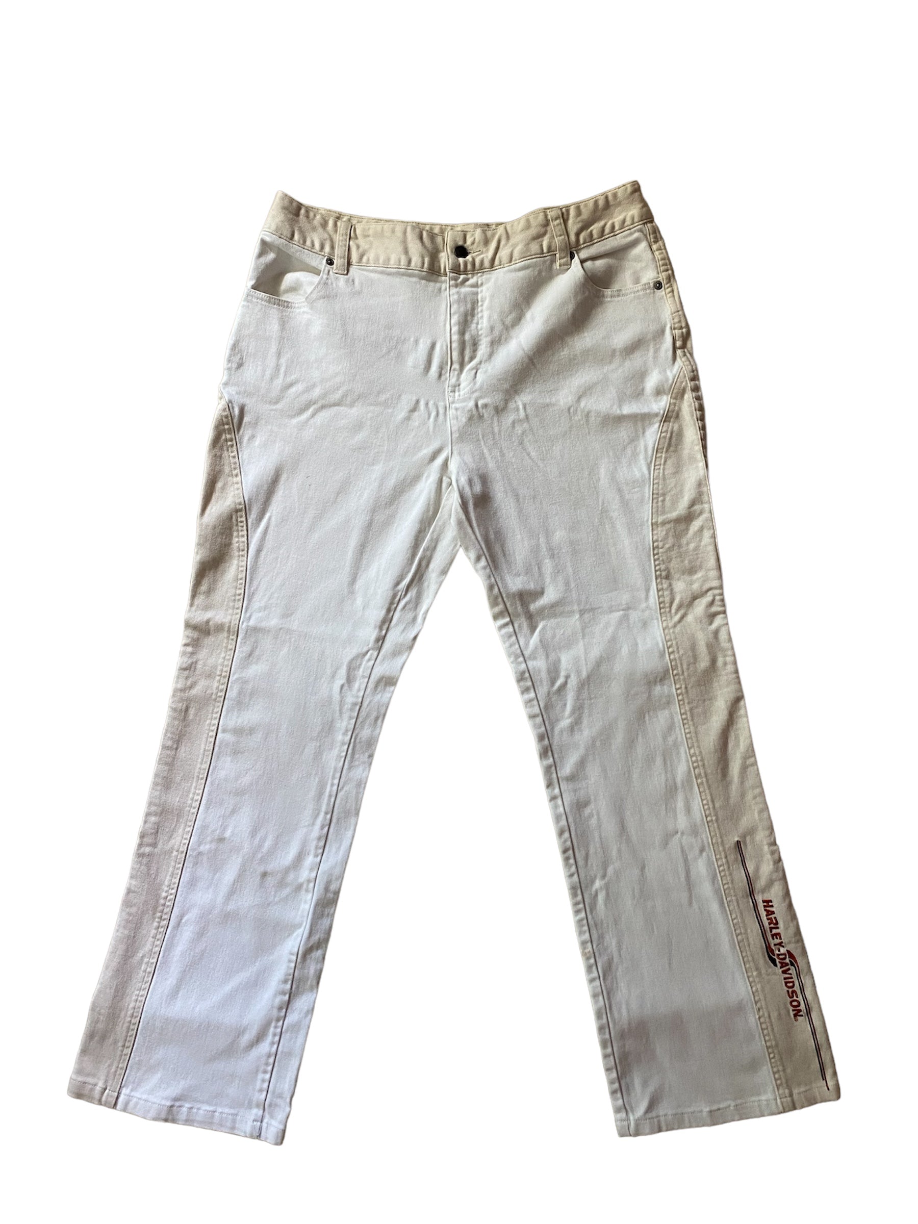 (PRE-OWNED) Harley Davidson Motorcycles Women’s White Beige Pants