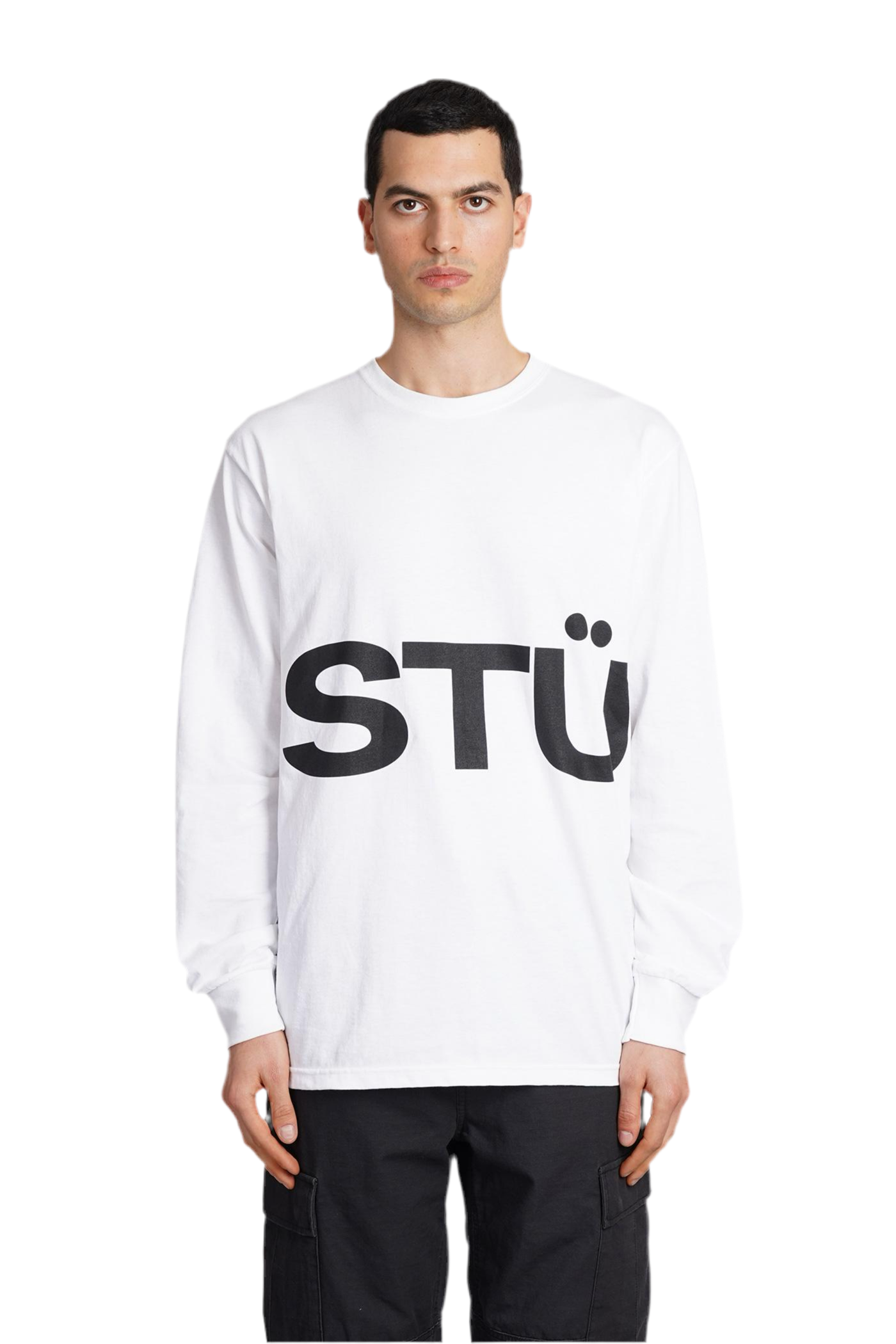 Stussy All Caps Long Sleeve Tee White