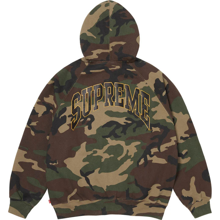 Supreme Cracked Raglan Zip Up Hooded Sweatshirt Woodland Camo