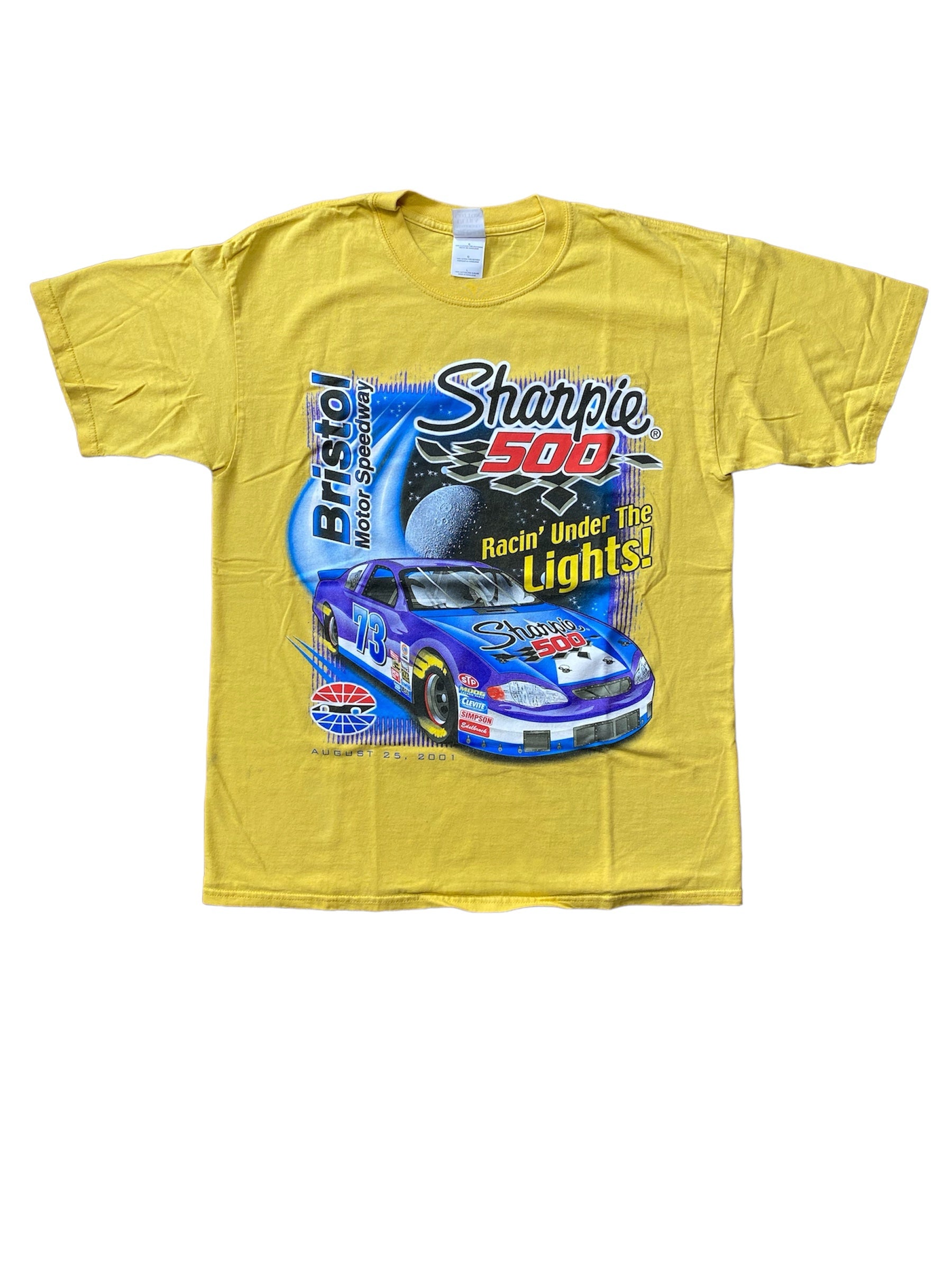 (PRE-OWNED) Men’s Vintage Yellow T-Shirt 2001 Sharpie 500 NASCAR Racing Under the Lights