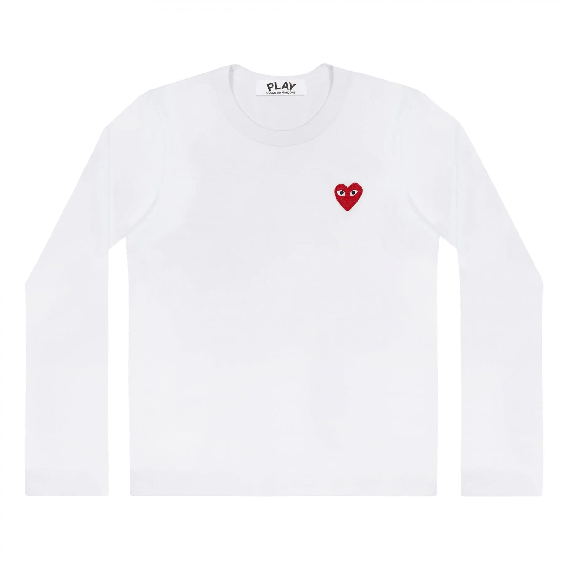 COMME des GARCONS PLAY Long Sleeve Red Heart T-Shirt / White