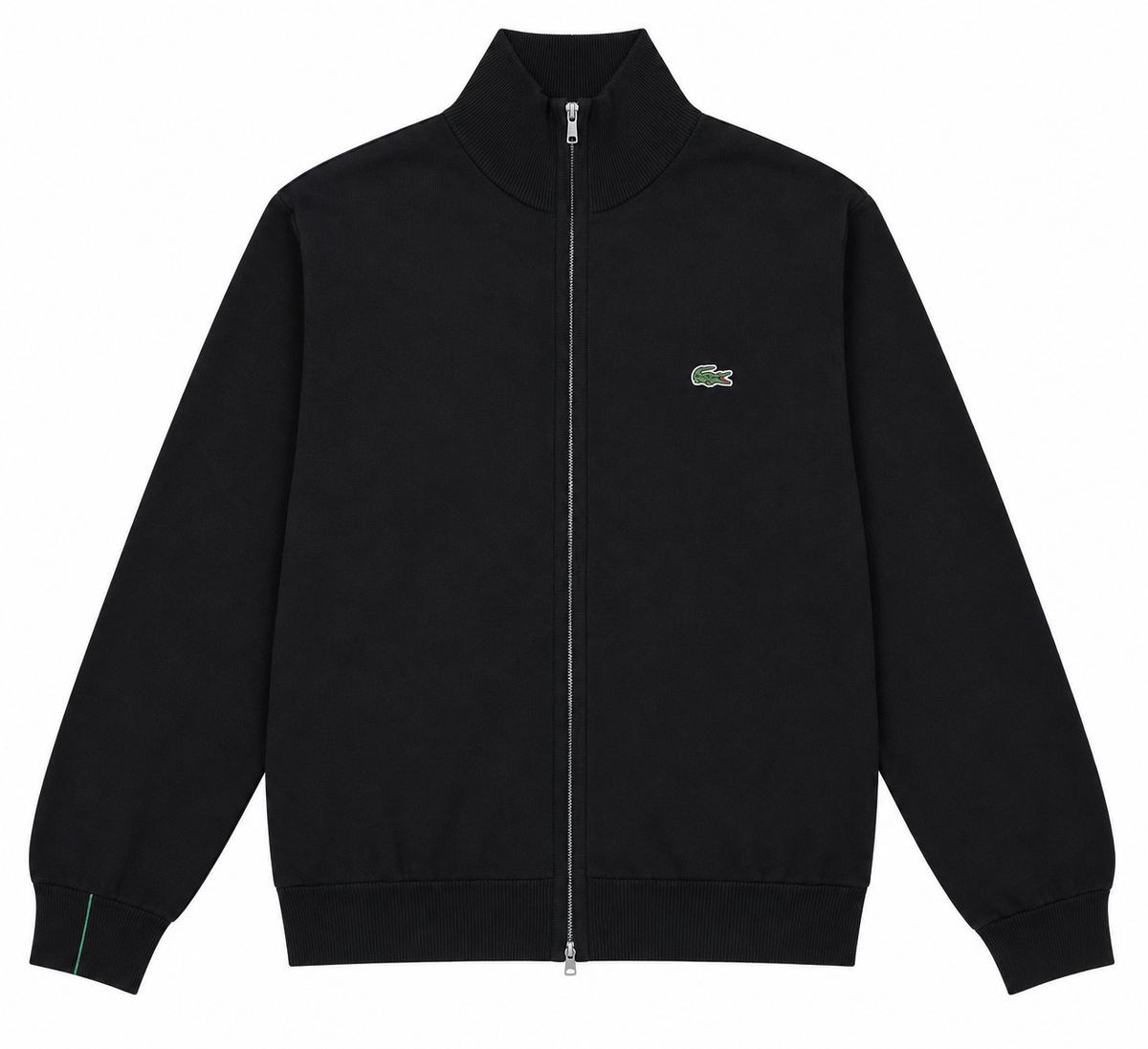 (PRE-OWNED) Lacoste Full-Zip High-Neck Sweater Black