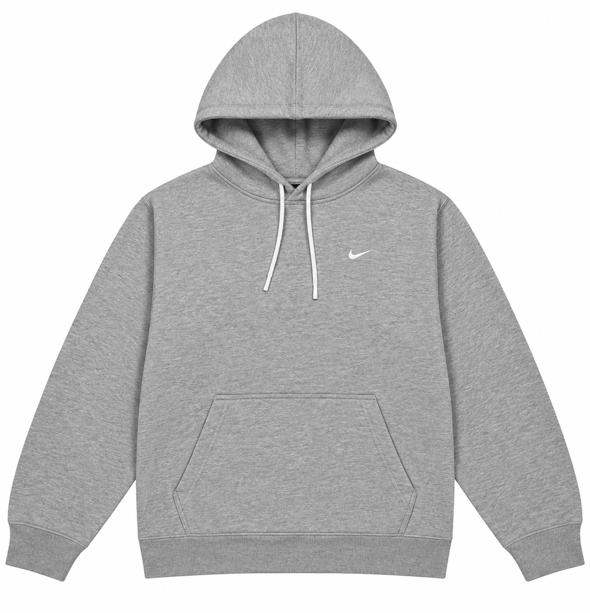 (PRE-OWNED) Nike Solo Swoosh Fleece Pullover Hoodie Dark Grey Heather/White