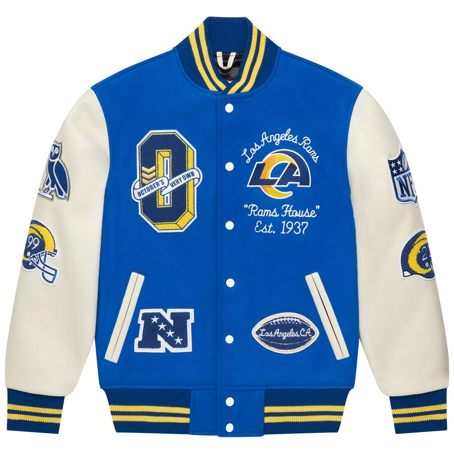 OVO x NFL Los Angeles Rams Varsity Jacket Blue