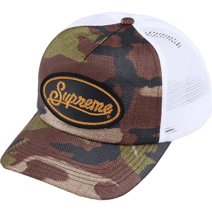 Supreme Raffia Mesh Back 5-Panel Hat Woodland Camo
