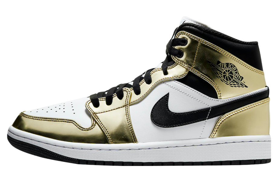 Jordan 1 Mid Metallic Gold Black White