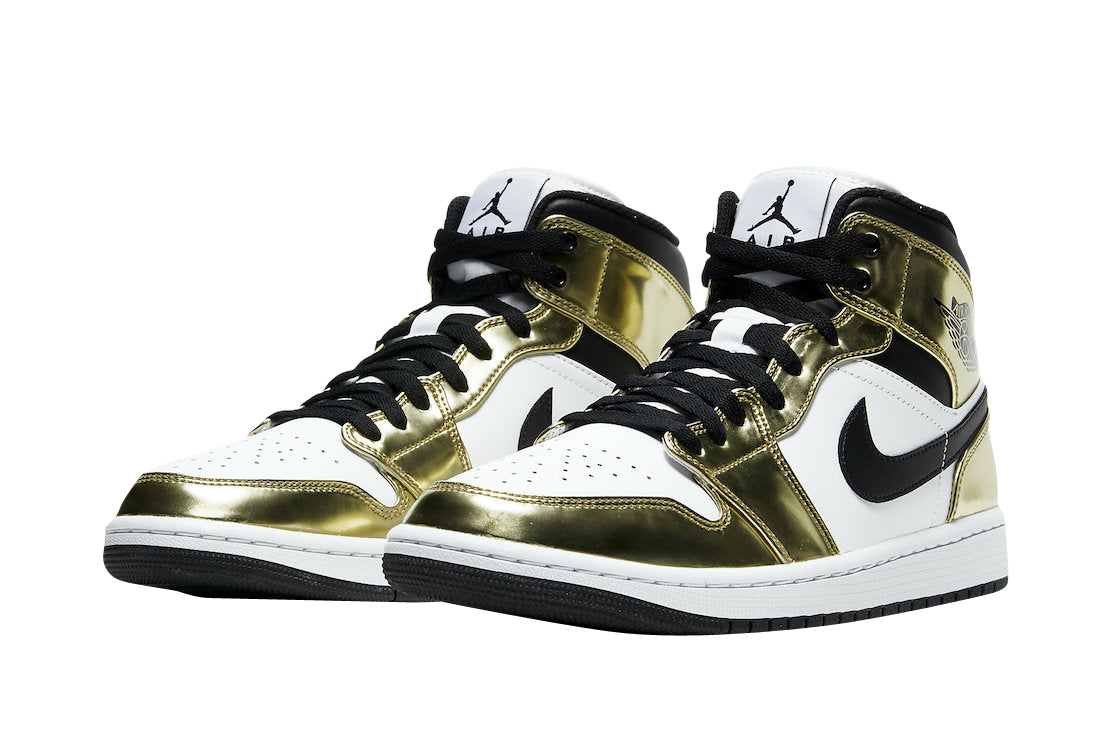 Jordan 1 Mid Metallic Gold Black White