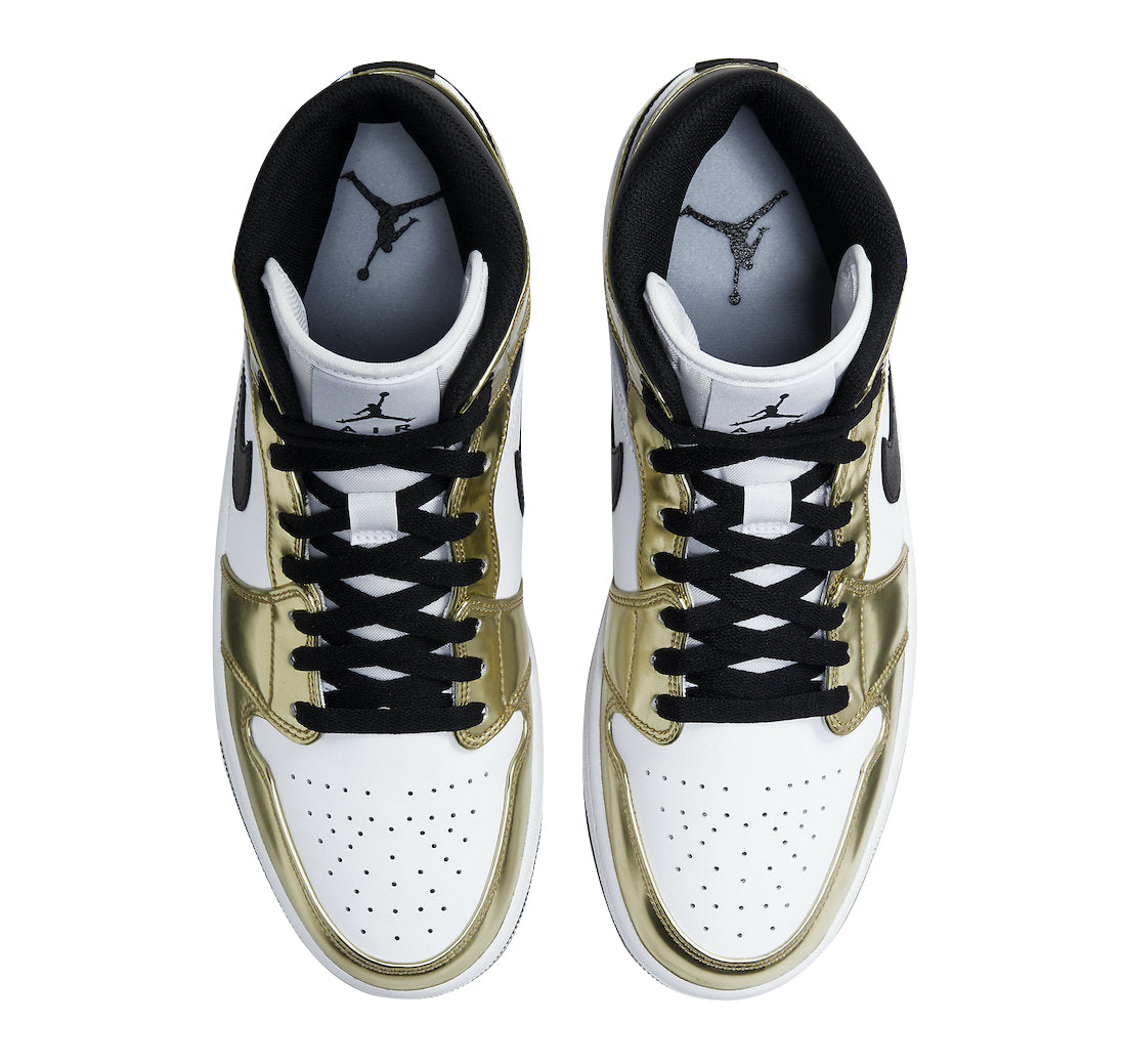 Jordan 1 Mid Metallic Gold Black White