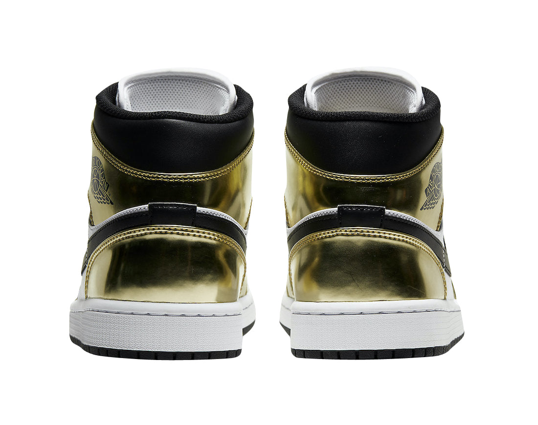 Jordan 1 Mid Metallic Gold Black White