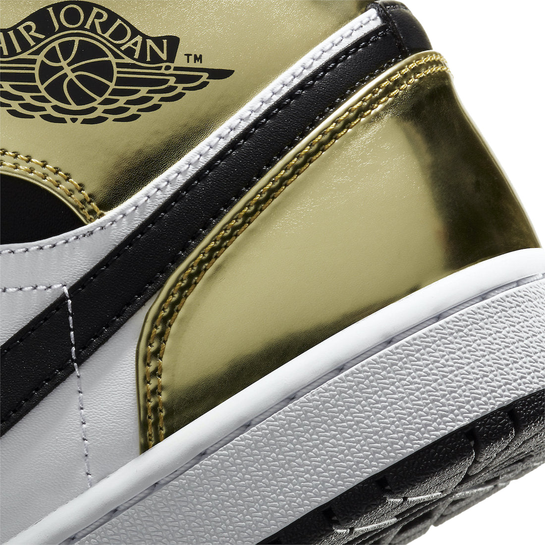 Jordan 1 Mid Metallic Gold Black White